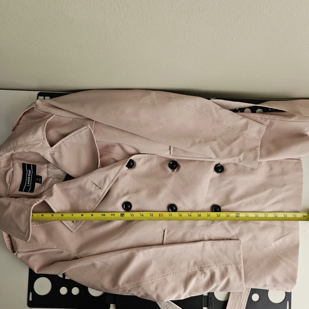 Lands' End Womens Tan Trench Coat NEW Size 4 Double Breasted Belted